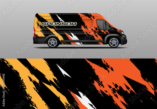 Van wrap design abstract background vector