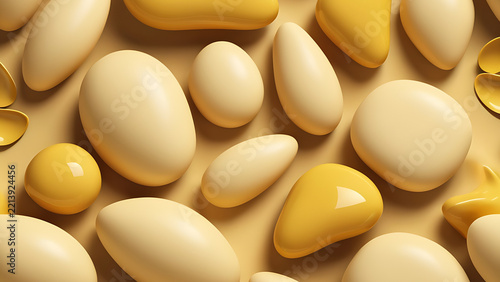 Yellow Ceramic Shapes In Soft Cheerful Light