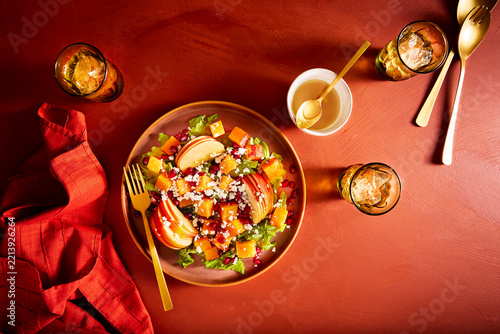Autumn Squash and Apple Salad Served with Drinks