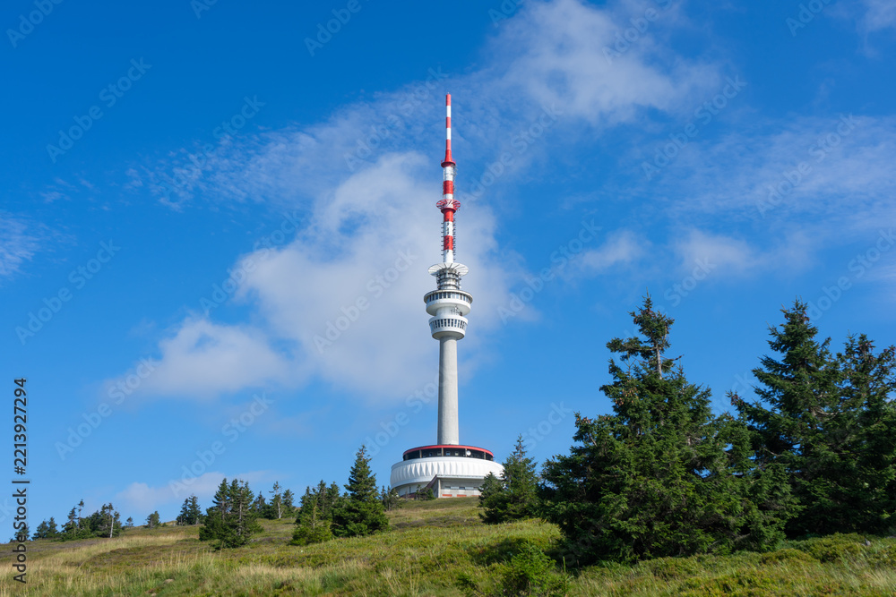 Obraz premium Television Tower on Praded Mountain, Jeseniky, Czechia