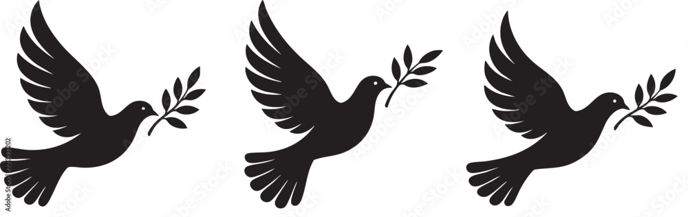 Fototapeta premium Dove of peace with olive branch vector illustration