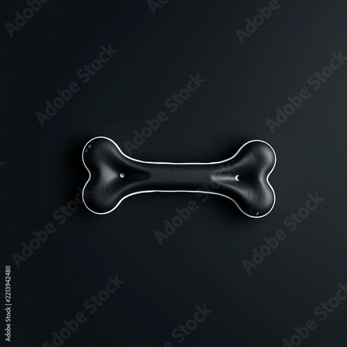 Simple black dog bone with white edges, minimalistic design, minimalist, shape