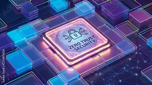 Zero Trust Security Concept on Digital Microchip in Futuristic Network Technology