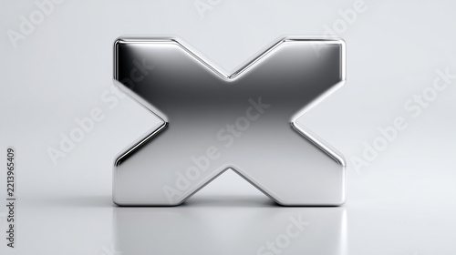 A shiny silver X symbol on transparent background