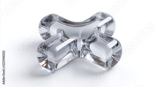 A clear glass or crystal object with a unique shape on transparent background