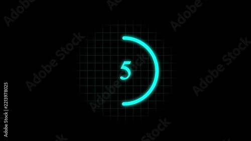 Countdown timer animation. Sleek and stylish 33 second modern flat countdown animation smooth timer from 10 to 0 seconds with transparent background