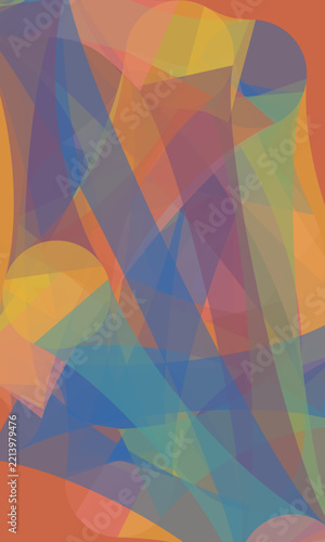 Colorful layered shapes and translucent textures for modern graphic design and artistic background, risograph with geometric overlap pattern