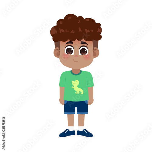 Cartoon Black Boy Character with Neutral Expression