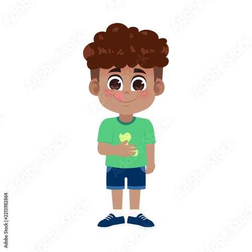 Cartoon Black Boy Character with Hungry Expression