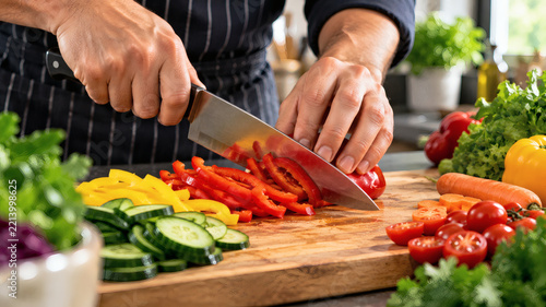 chef cutting vegetables