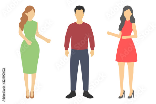 Diverse Group of People Standing and Posing Together Illustration