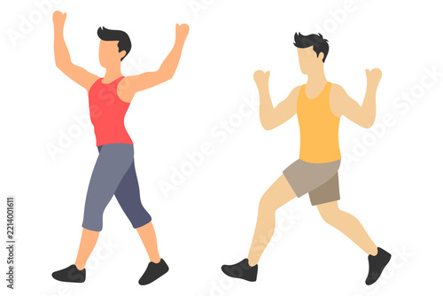 Two Athletic Man Jogging and Exercising Illustration
