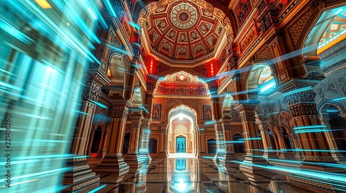 Ornate Historic Palace Interior with Mughal Architecture