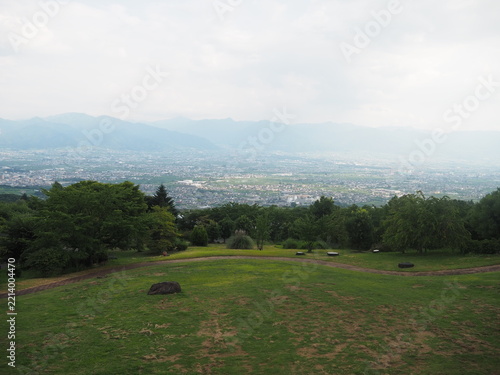 Overlooking the Kofu Basin from Fuefukigawa Fruit Park in Yamanashi Japan