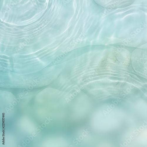 Clear Water Ripples Flowing on Turquoise Surface with Soft Natural Light
