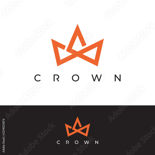 Modern Geometric Crown Monogram Logo Vector Template