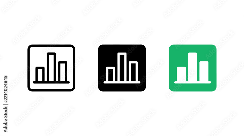 Obraz premium Website Analytics Icon Design Set Featuring Bar Graphs and Data Charts Symbol