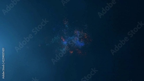 Cosmic energy particles forming a bright glowing blue star