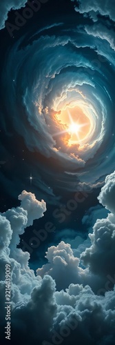 Swirling clouds of interstellar gas illuminated by a burst of starlight, space, astronomical