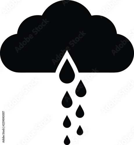 Fotografie Rain cloud silhouette icon with descending raindrops representing storm weather