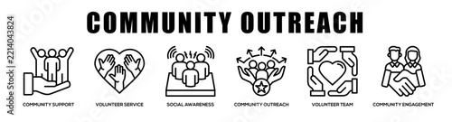Community Outreach web banner icon illustration concept