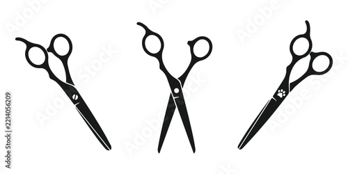 Set of professional grooming scissors icons