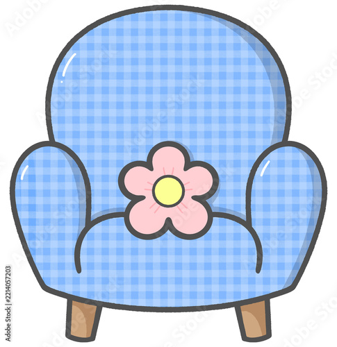 Cute Plaid Armchair with Floral Cushion for Cozy Home