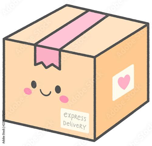 Cute Smiling Parcel Box Character for Express Delivery