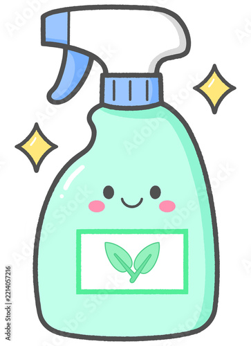 Cute Smiling Organic Cleaning Spray Bottle Character