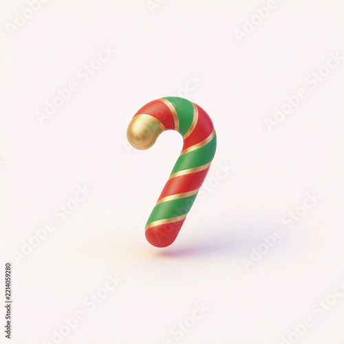 Minimal 3D candy cane icon for Christmas