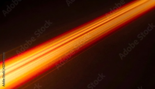 Cinematic Sun Ray Beam with Floating Dust Particles and Warm Orange Light Streaks Abstract Overlay on Black Background