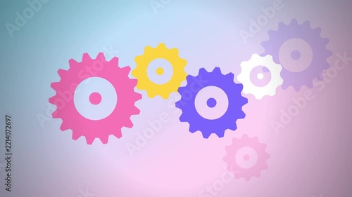 Colorful Rotating Gears Motion Graphics Animation Representing Teamwork and Process System
