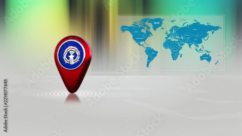 Northern Mariana Islands World Map Pin Location Background Loop 4k