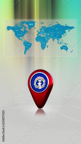 Northern Mariana Islands World Map Pin Location Background Loop Vertical