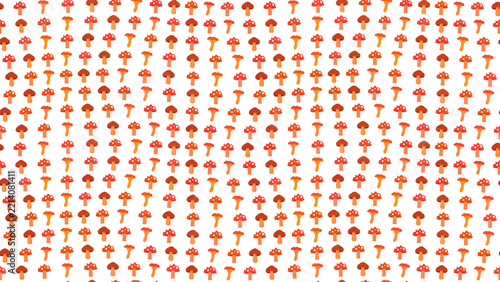 Seamless pattern of cartoon mushrooms