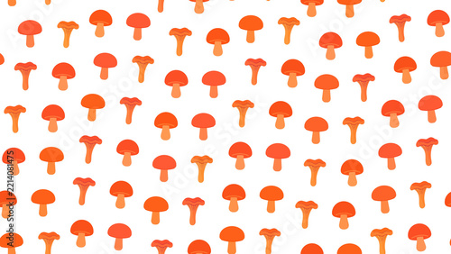 Seamless pattern of orange and red mushrooms
