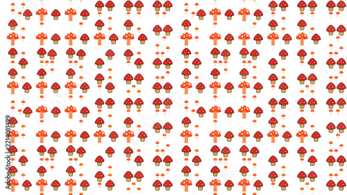 Seamless pattern of red and orange mushrooms