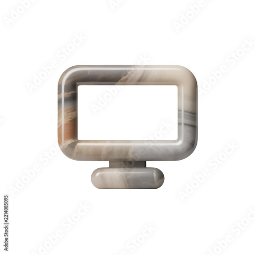 A small computer monitor icon with a creative marble stone texture pattern for web design isolated on transparent background