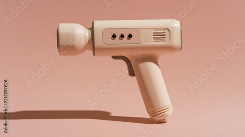 electric massage gun on pastel beige background