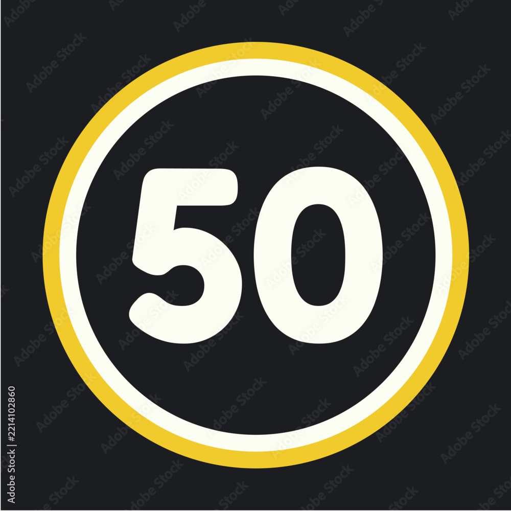 Obraz premium speed limit 50 road sign duotone icon on dark background