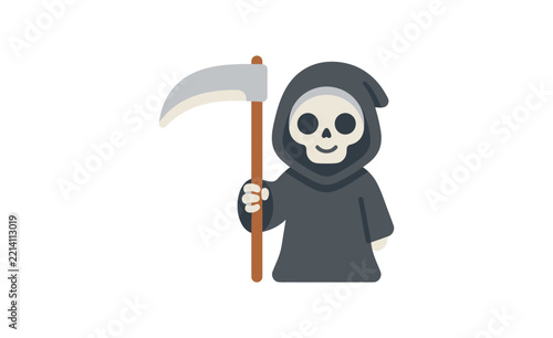 Obraz na plátně Grim reaper illustration with scythe flat vector graphic on a white background