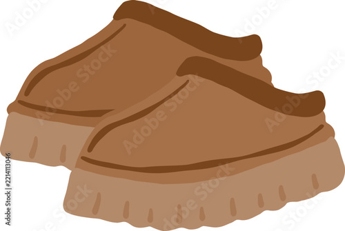 cute hand drawn cozy slippers shoes outfits fashion vector illustration