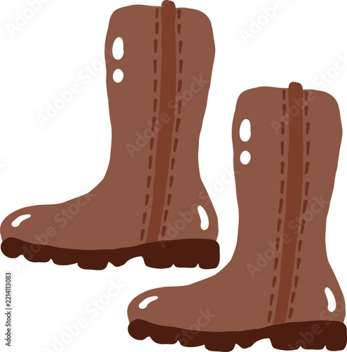 cute hand drawn leather boots shoes outfits fashion vector illustration