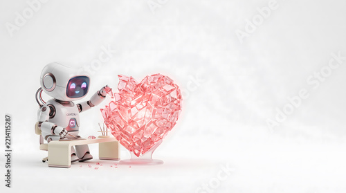 Robot assembling glowing heart