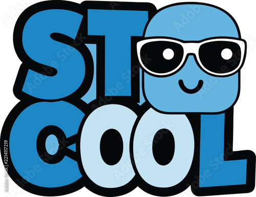 Stay Cool Sunglasses Wearing Ice Cube Character Cute Vector