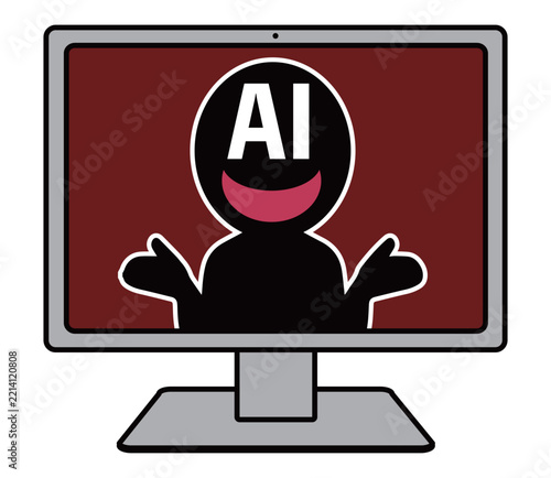 怪しいAIにハッキングされるパソコンのイメージ