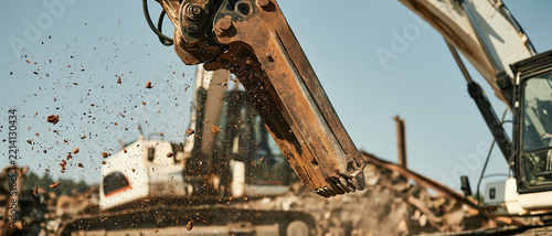 Industrial Demolition Site with Excavator Working