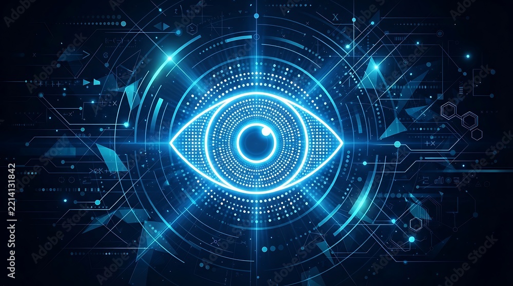 Fototapeta premium Futuristic digital eye concept for artificial intelligence and cybersecurity web banner