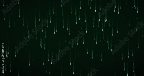 Hexadecimal code symbols cascade down in a vibrant green matrix rain animation.