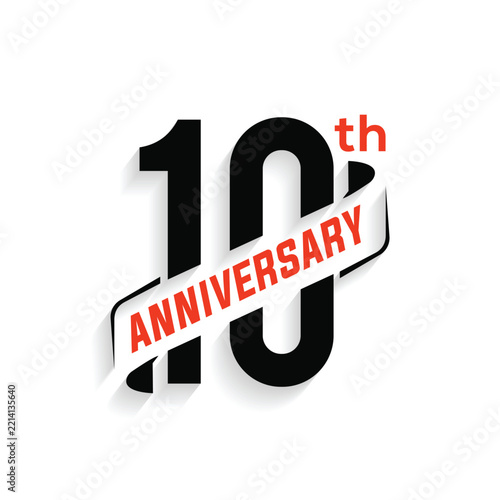 Ten year anniversary logo design with ribbon